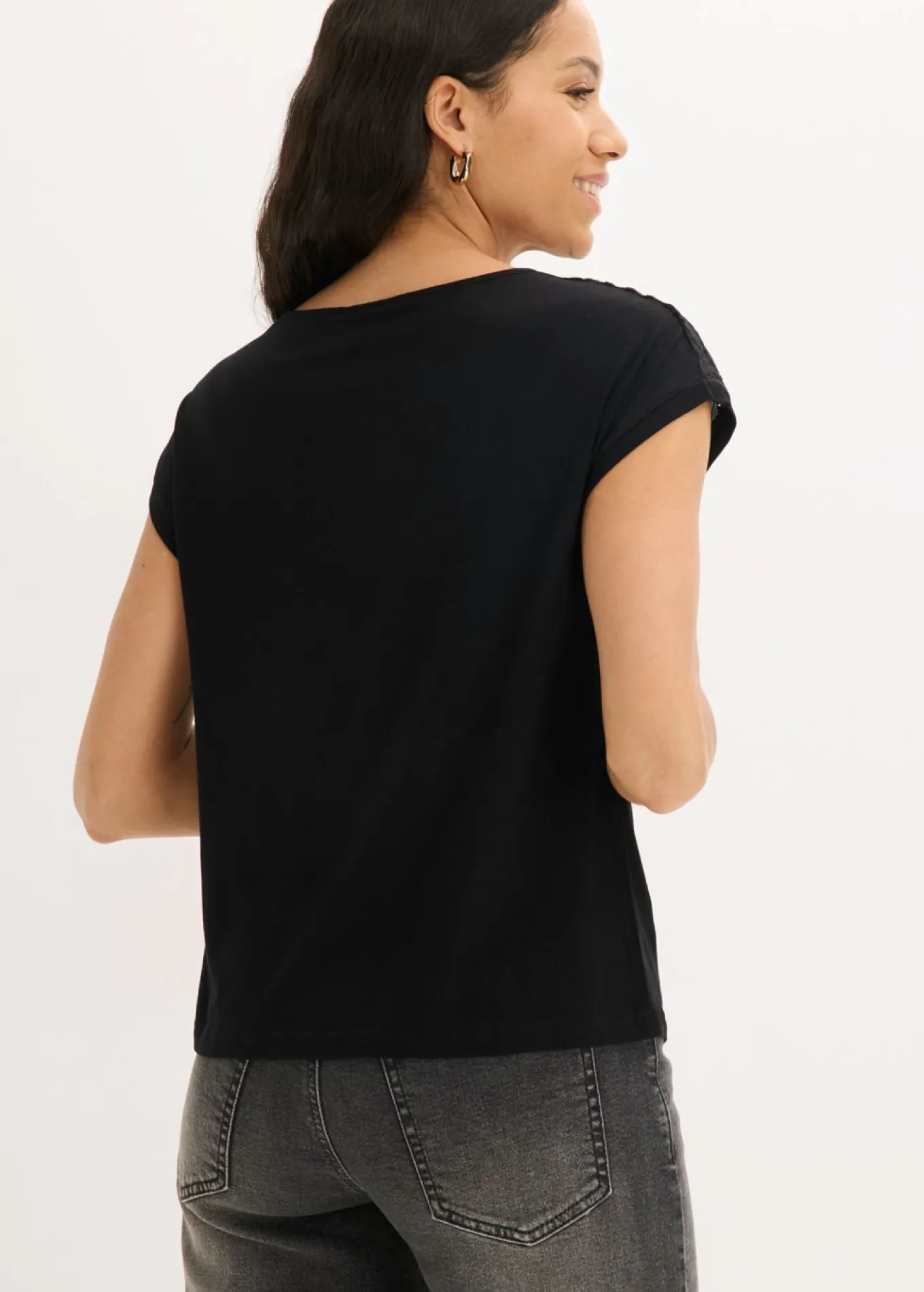 Camiseta de encaje de viscosa suave