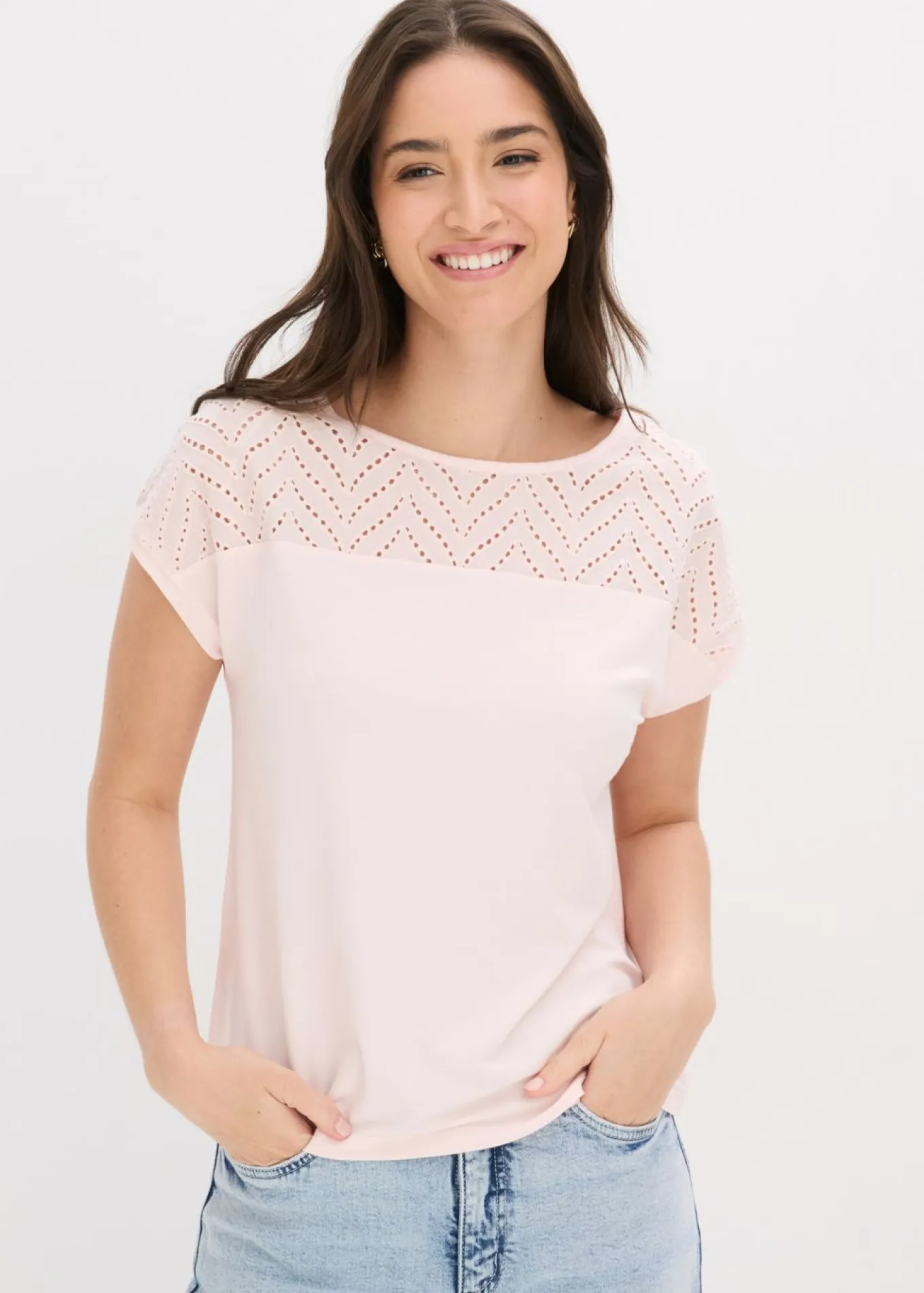 Camiseta de encaje de viscosa suave