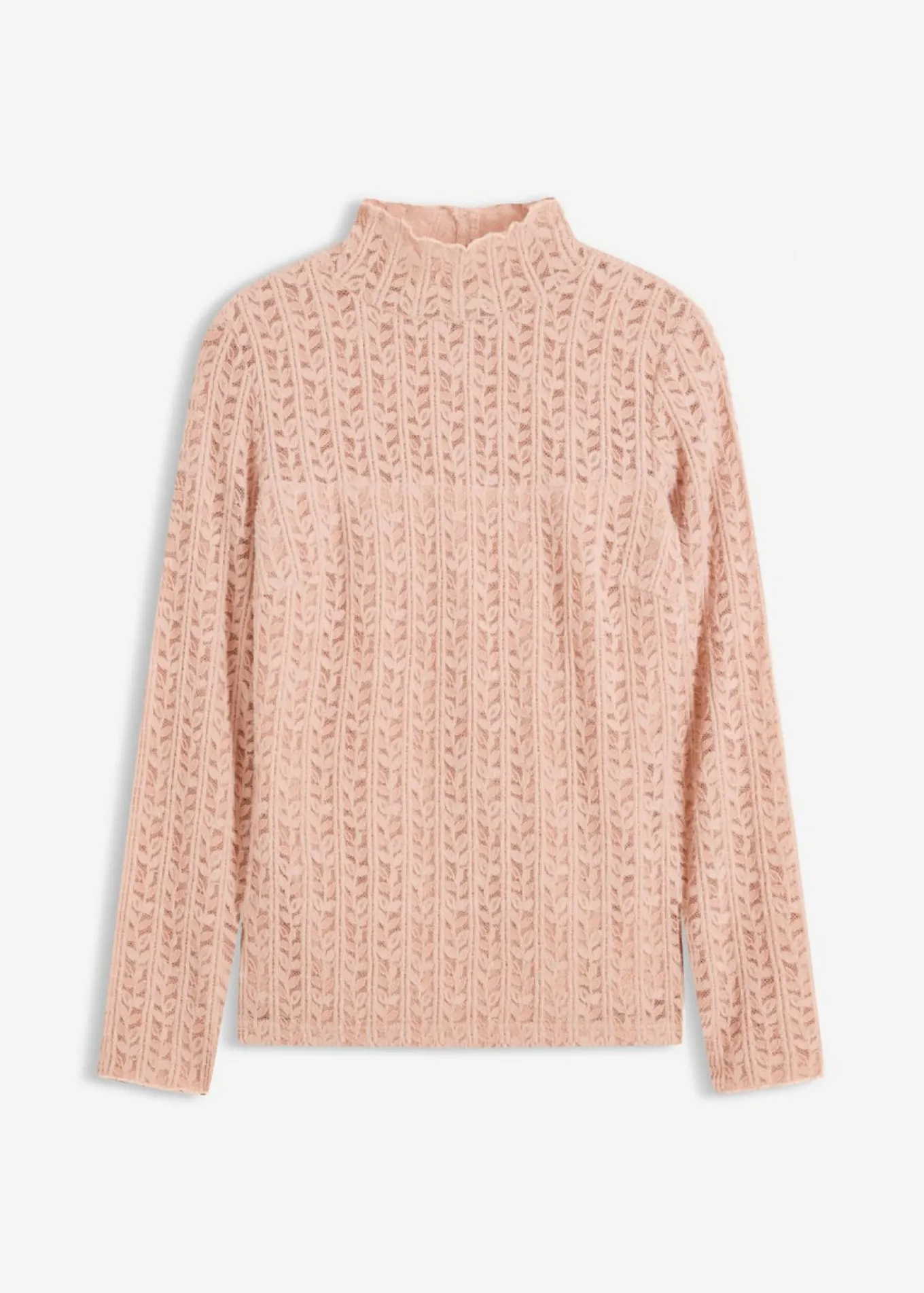 Camiseta de encaje y cuello vuelto