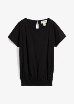 Camiseta de hilo flameado de algodón orgánico con cuello de nido de abeja