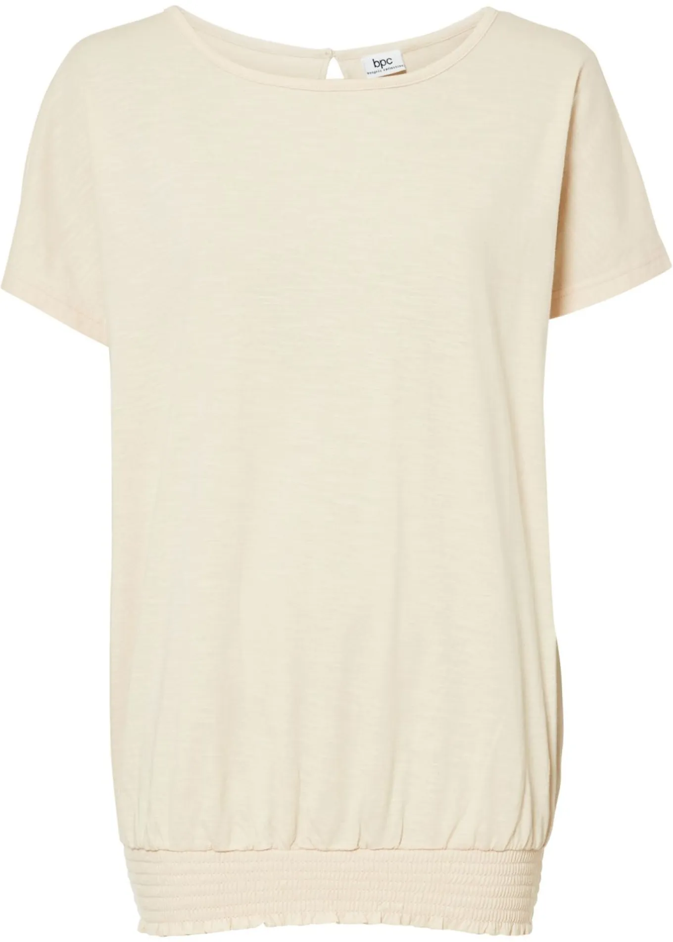 Camiseta de hilo flameado de algodón orgánico con cuello de nido de abeja