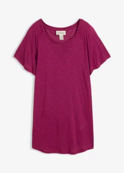 Camiseta de hilo flameado con mangas de murciélago
