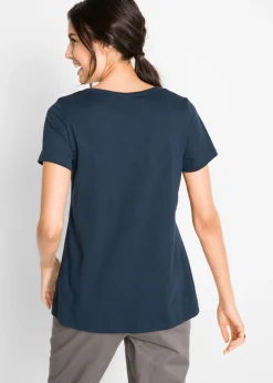 Camiseta de hilo flameado de algodón con manga corta