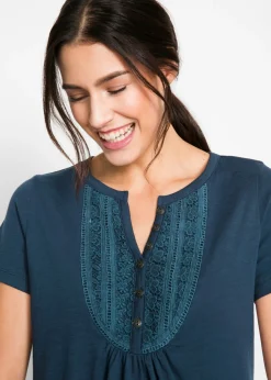 Camiseta de hilo flameado de algodón con manga corta