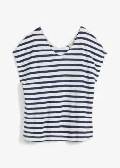 Camiseta de lino puro con mangas tipo murciélago