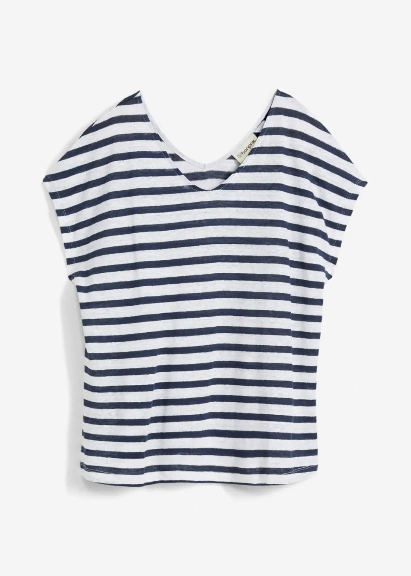 Camiseta de lino puro con mangas tipo murciélago