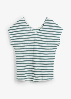 Camiseta de lino puro con mangas tipo murciélago