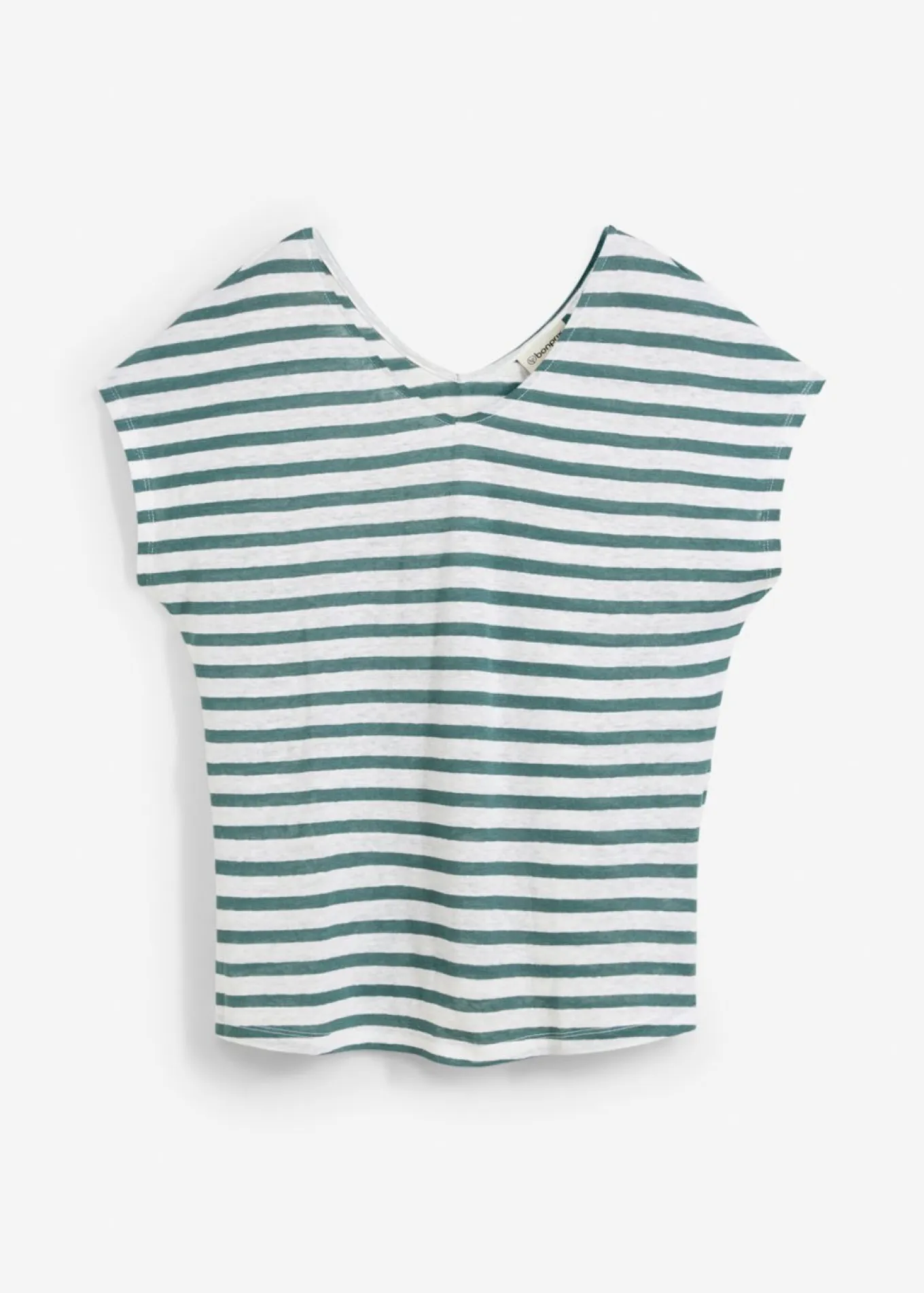 Camiseta de lino puro con mangas tipo murciélago