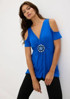 Camiseta de malla con hombros al descubierto