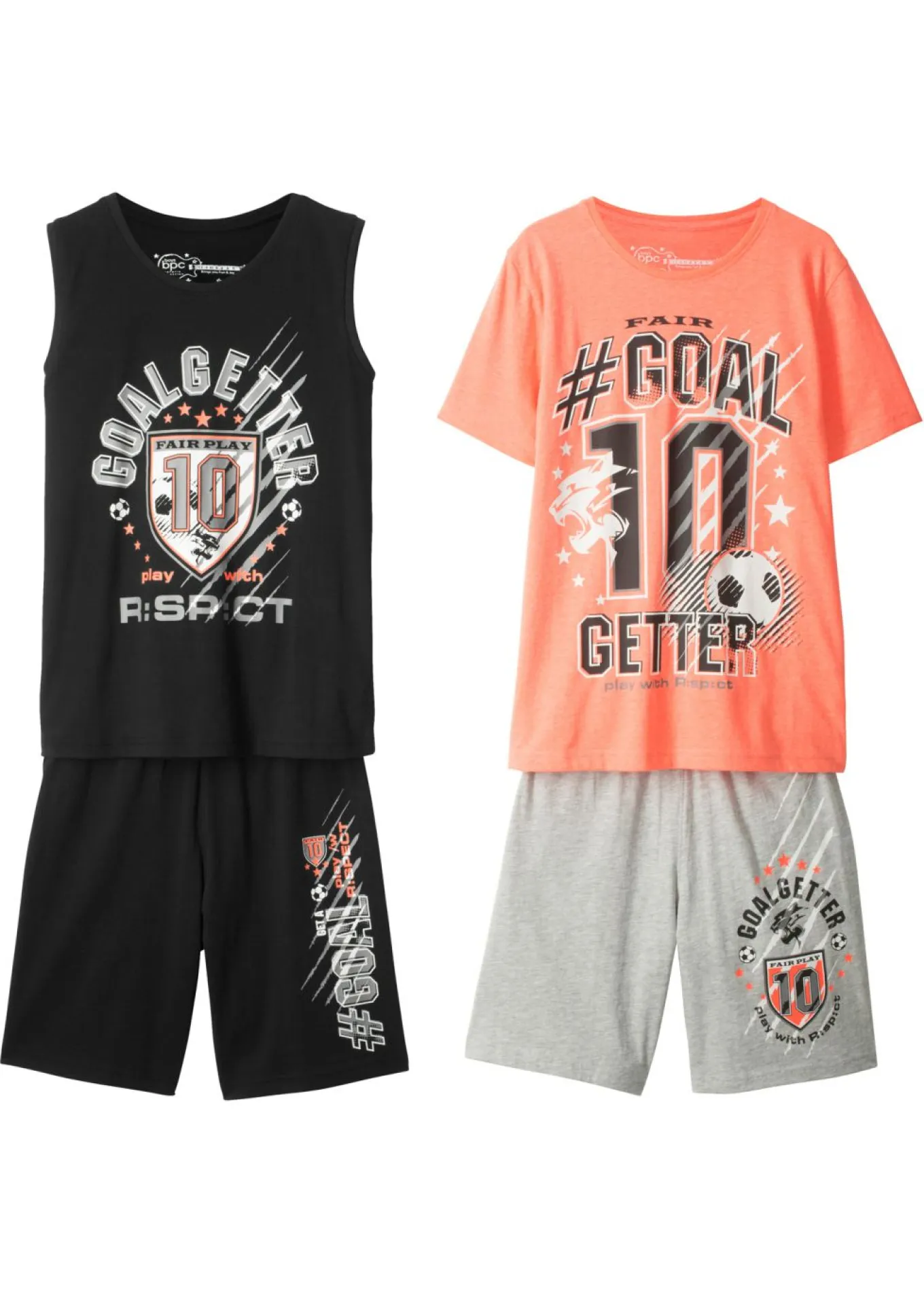 Camiseta de manga corta + camiseta sin mangas + bermudas (4 piezas)