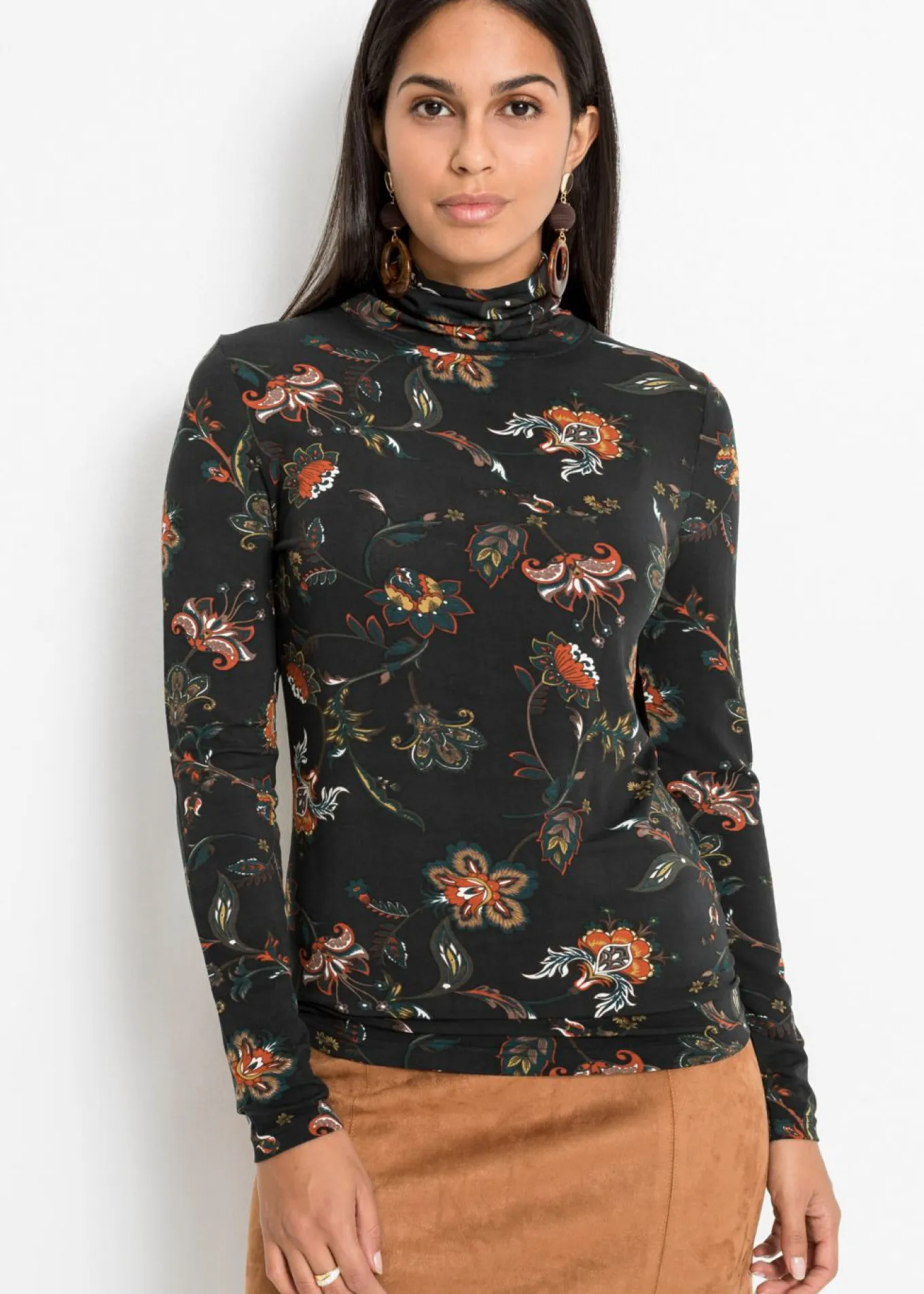 Camiseta de manga larga con cuello vuelto