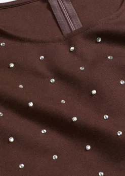 Camiseta de manga larga con aplicación de piedras brillantes
