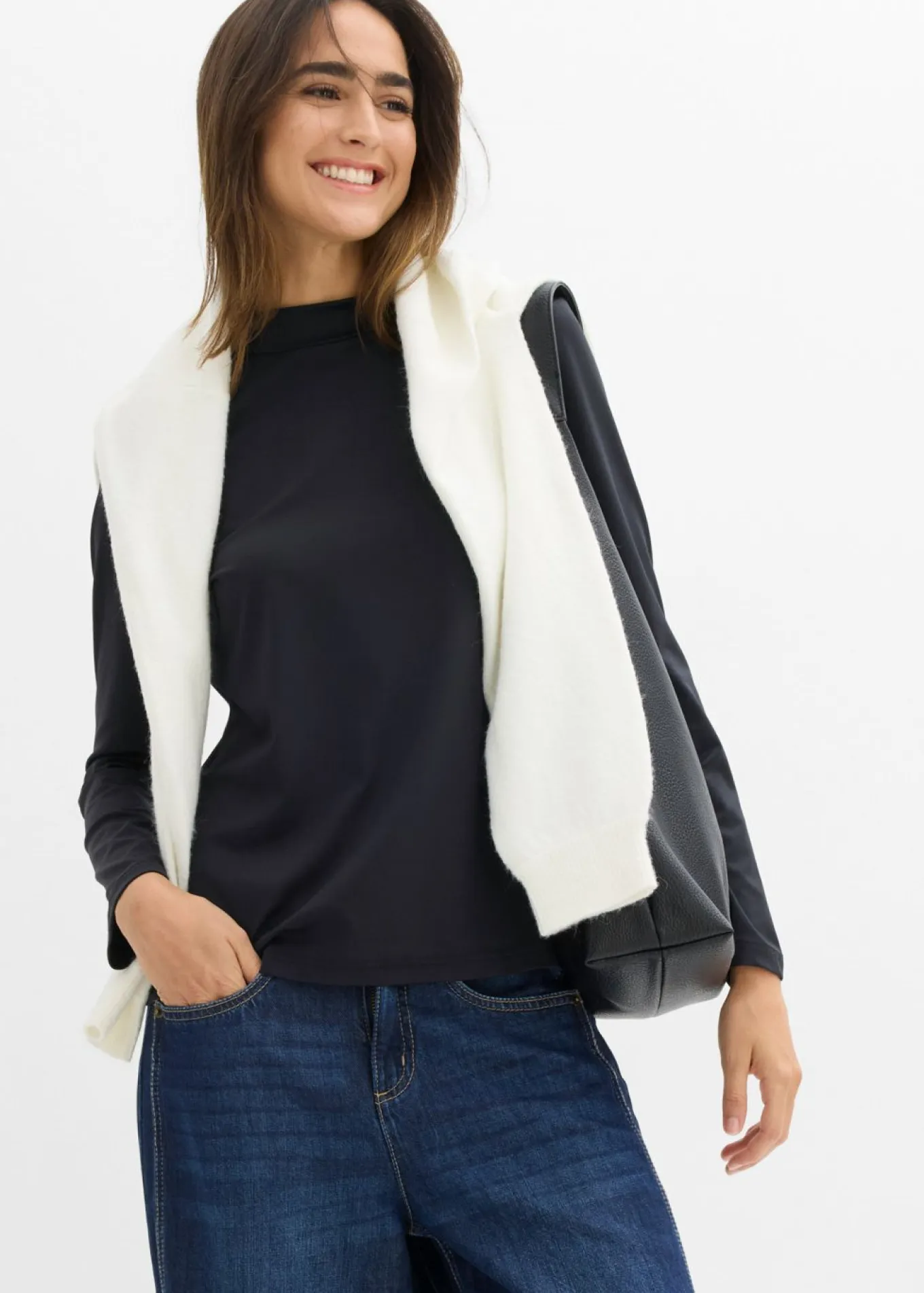 Camiseta de manga larga con cuello alto y poliamida reciclada