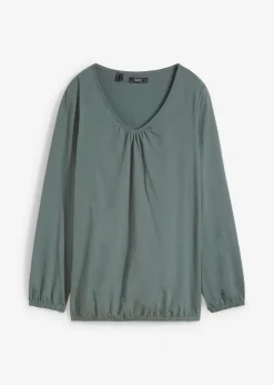 Camiseta de manga larga con elástico de algodón puro