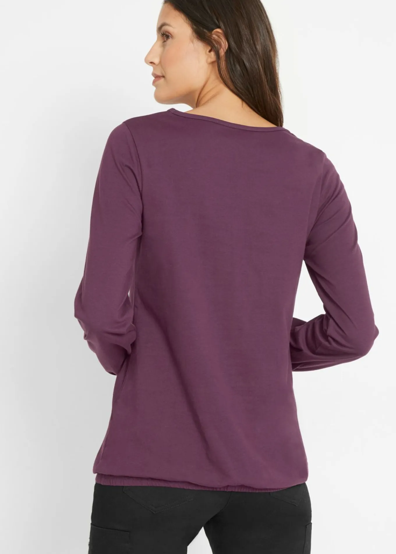 Camiseta de manga larga con elástico de algodón puro