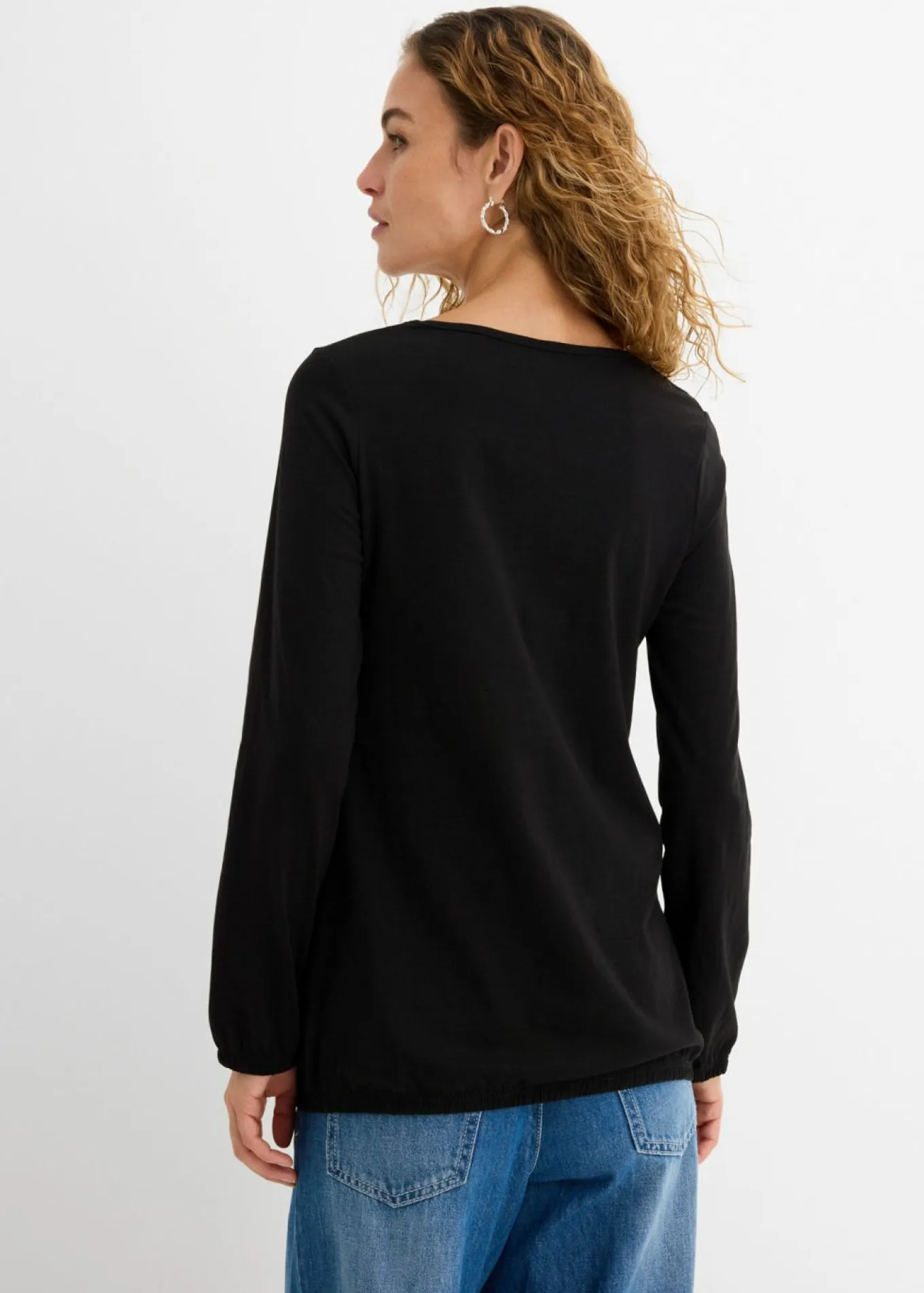 Camiseta de manga larga con elástico de algodón puro