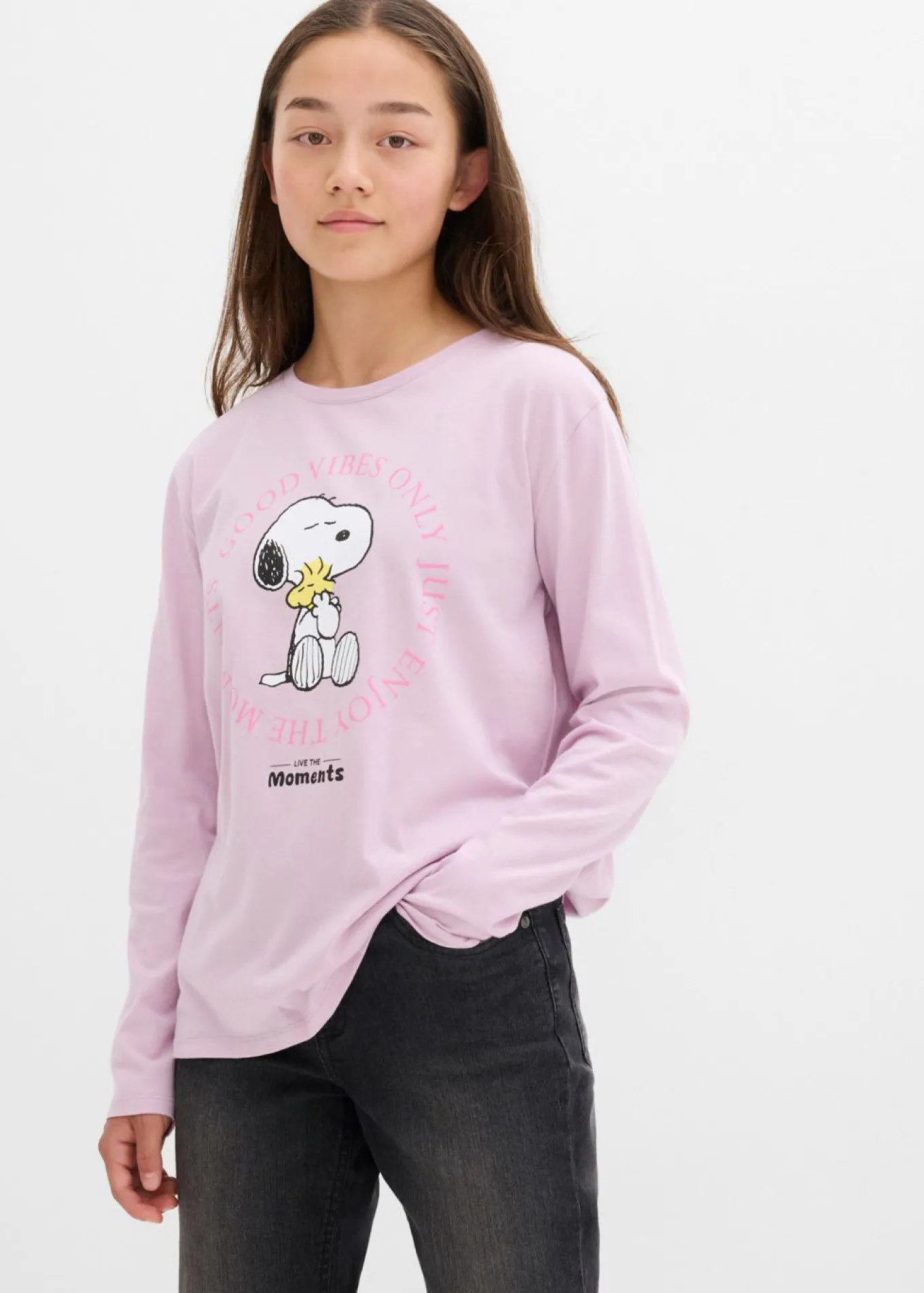Camiseta de manga larga de algodón puro con estampado de Snoopy