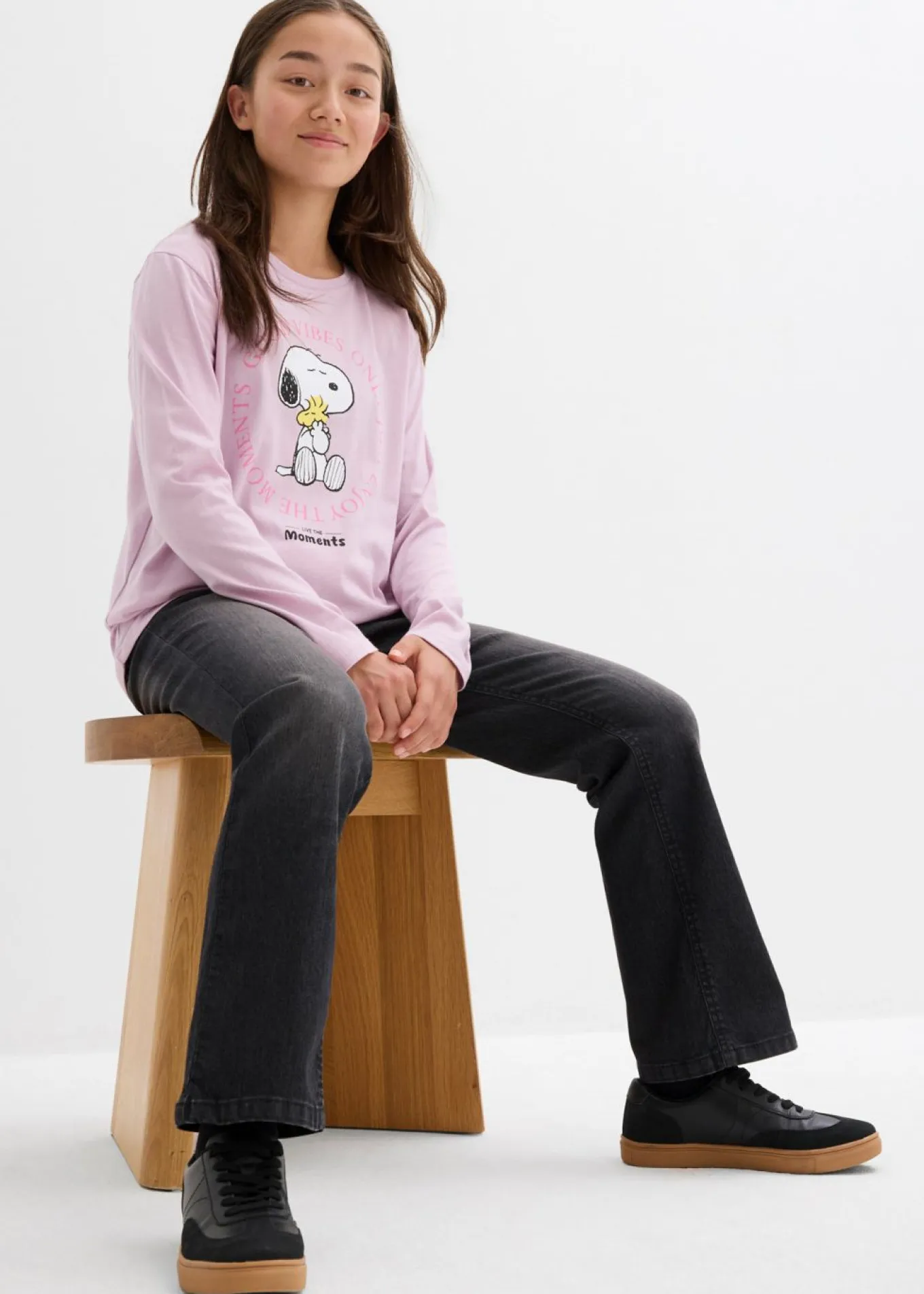 Camiseta de manga larga de algodón puro con estampado de Snoopy
