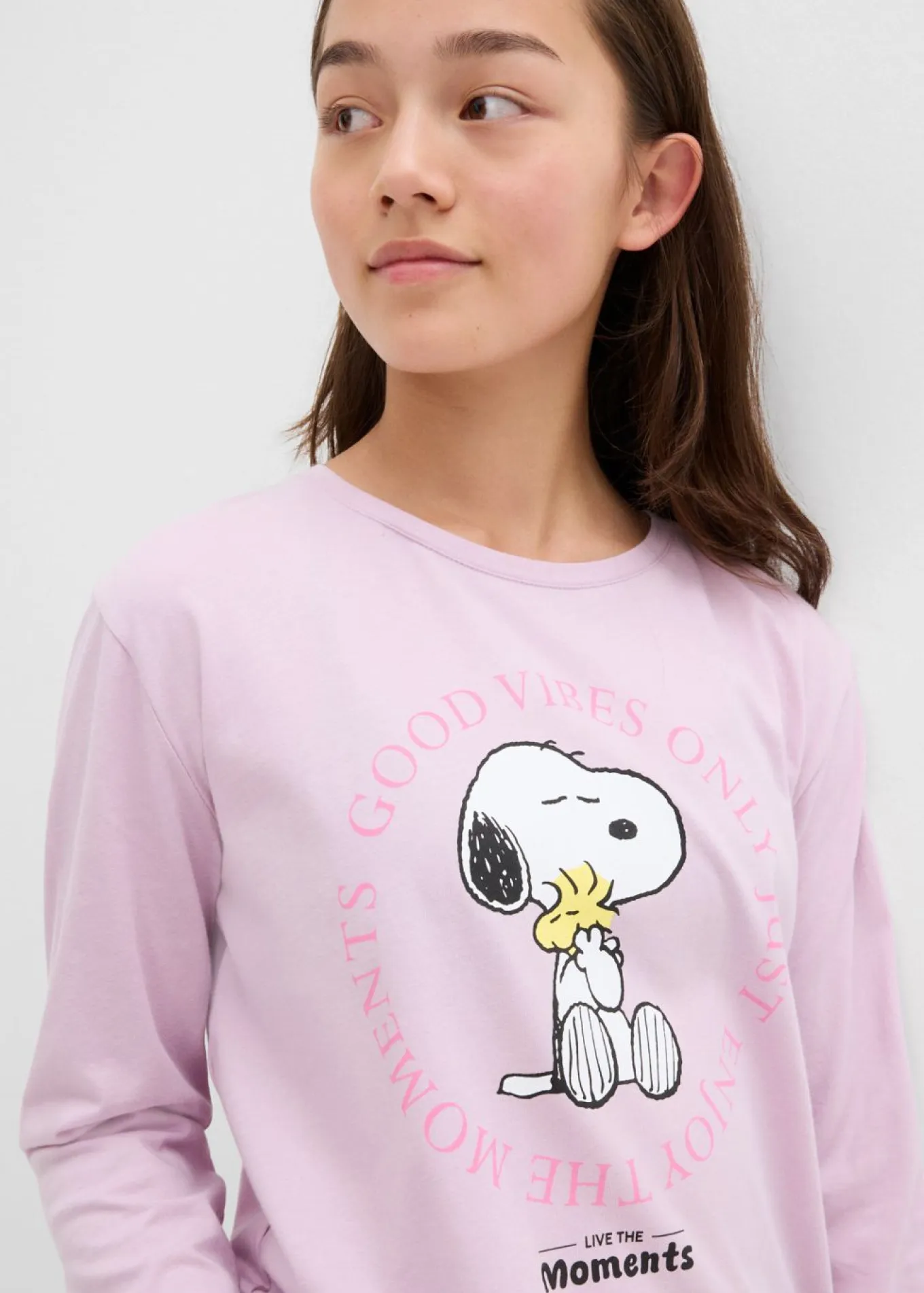 Camiseta de manga larga de algodón puro con estampado de Snoopy