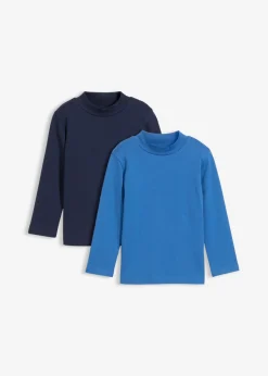 Camiseta de manga larga de algodón orgánico puro con cuello (2 unidades)