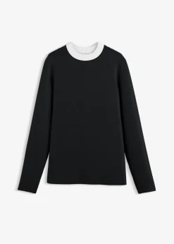 Camiseta de manga larga de mezcla de viscosa con cuello alto