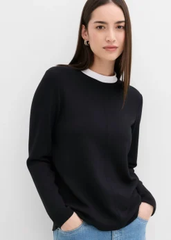 Camiseta de manga larga de mezcla de viscosa con cuello alto