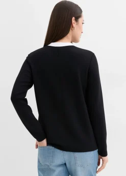 Camiseta de manga larga de mezcla de viscosa con cuello alto