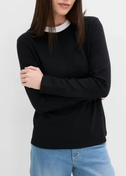 Camiseta de manga larga de mezcla de viscosa con cuello alto