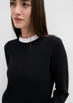 Camiseta de manga larga de mezcla de viscosa con cuello alto