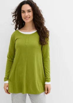 Camiseta de manga larga de mezcla de viscosa y algodón