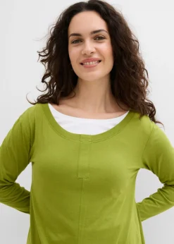 Camiseta de manga larga de mezcla de viscosa y algodón