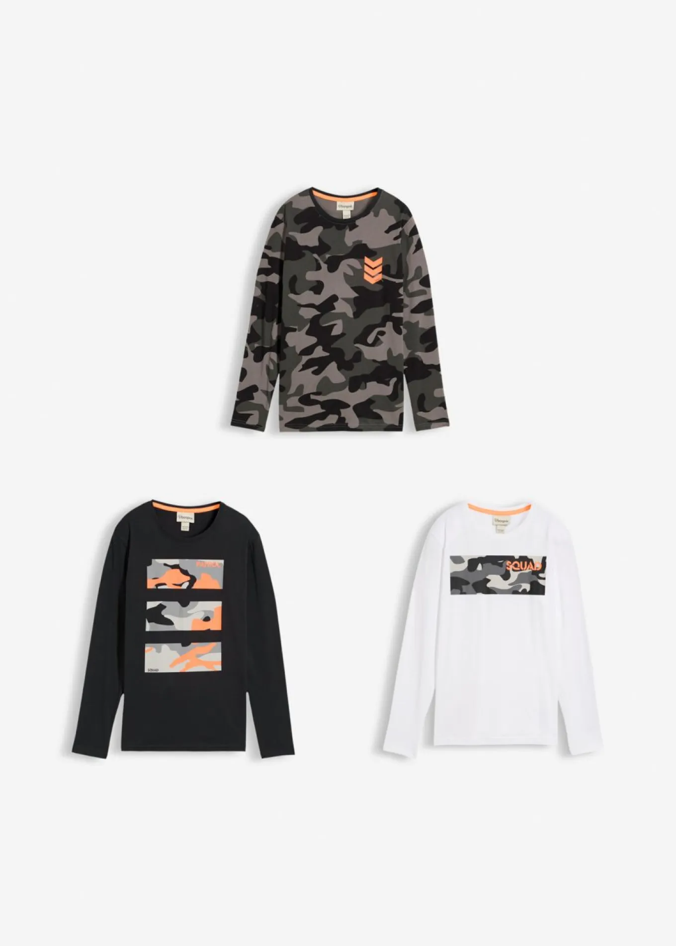 Camiseta de manga larga de algodón puro (3 unidades)