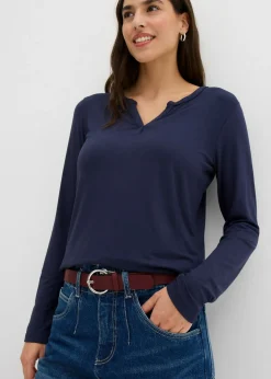 Camiseta de manga larga de suave mezcla de viscosa