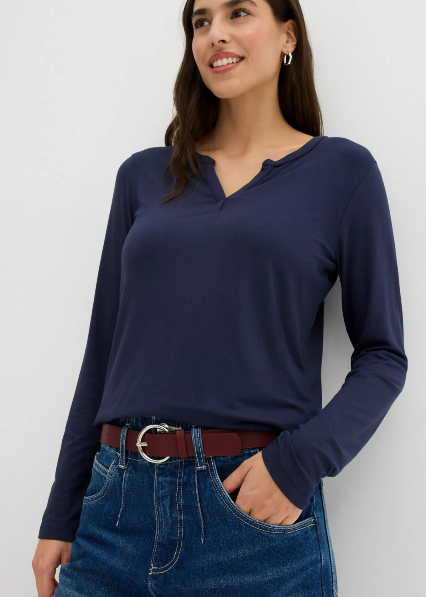 Camiseta de manga larga de suave mezcla de viscosa