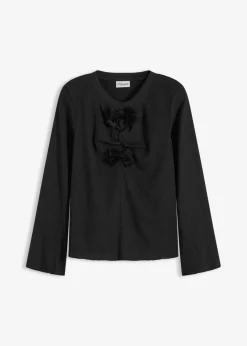 Camiseta de manga larga de crepé estructurado