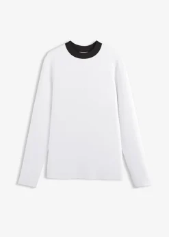 Camiseta de manga larga de mezcla de viscosa con cuello alto