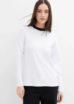 Camiseta de manga larga de mezcla de viscosa con cuello alto