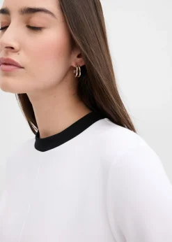 Camiseta de manga larga de mezcla de viscosa con cuello alto