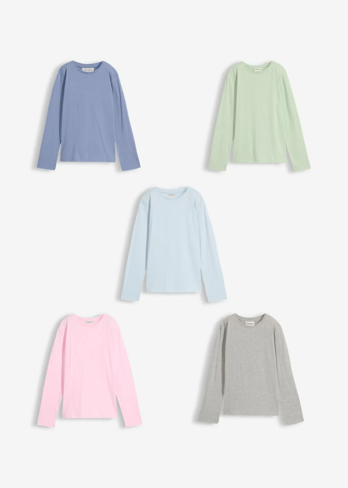 Camiseta de manga larga de algodón orgánico puro (5 unidades)