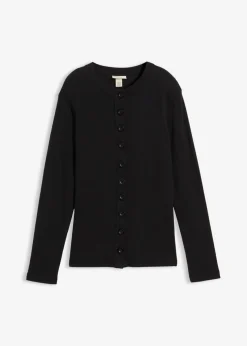 Camiseta de manga larga de canalé de algodón puro