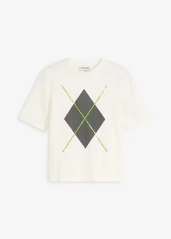 Camiseta de media manga con lentejuelas y estampado