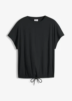 Camiseta de mezcla de algodón y viscosa con detalle de lazo en el dobladillo