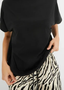 Camiseta de mezcla de algodón y viscosa con detalle de lazo en el dobladillo