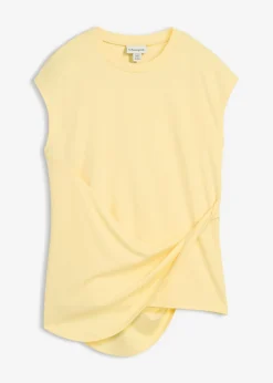 Camiseta de mezcla de viscosa con dobladillo asimétrico