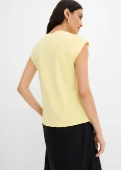 Camiseta de mezcla de viscosa con dobladillo asimétrico