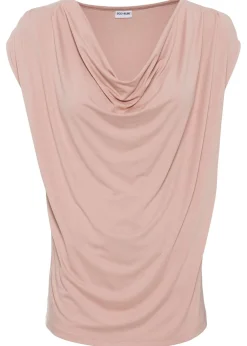 Camiseta de mezcla de viscosa con escote en cascada