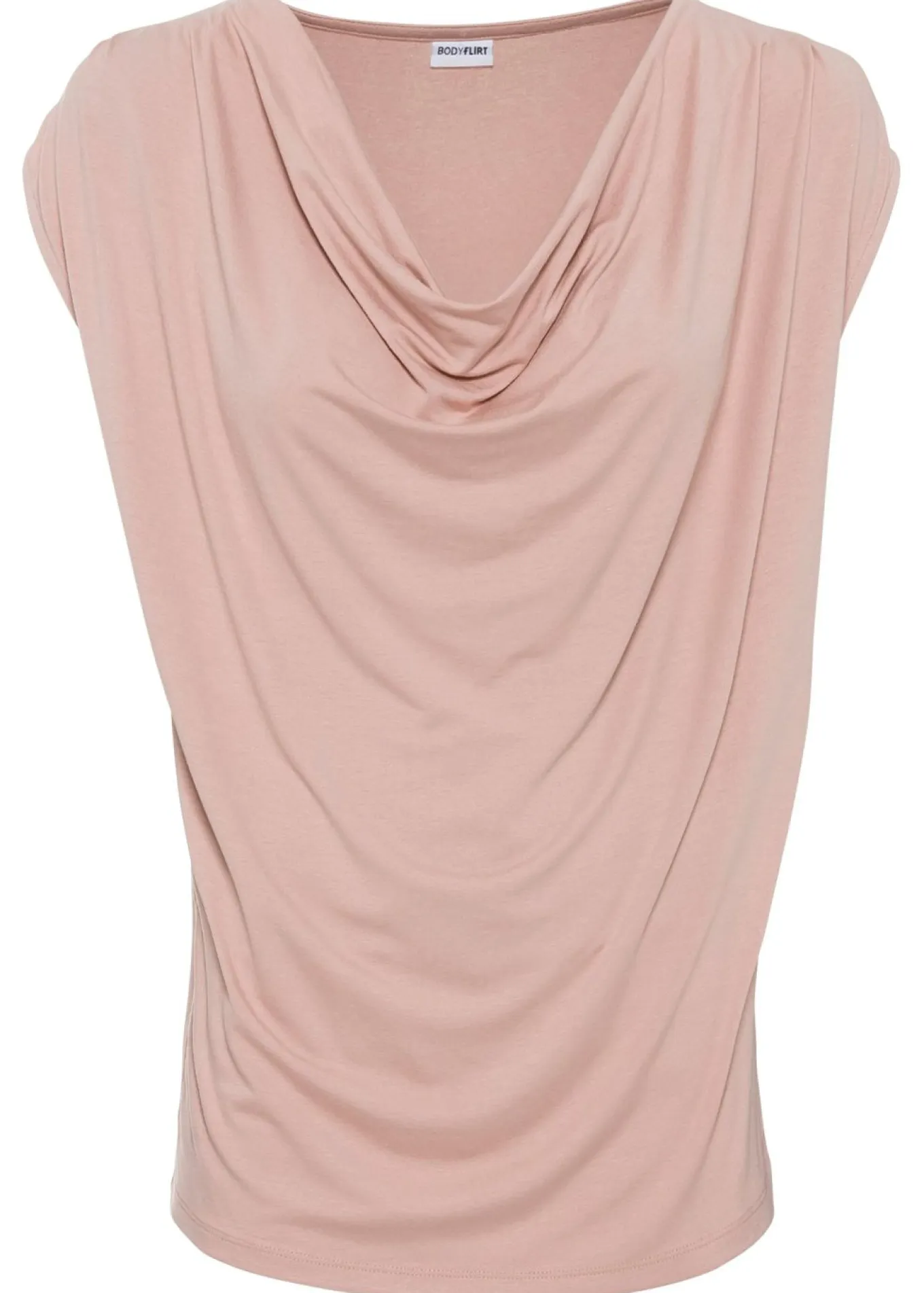Camiseta de mezcla de viscosa con escote en cascada