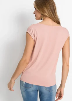 Camiseta de mezcla de viscosa con escote en cascada
