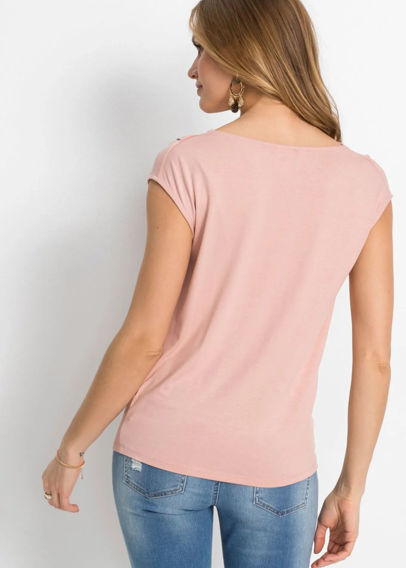 Camiseta de mezcla de viscosa con escote en cascada