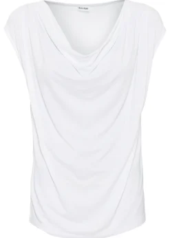 Camiseta de mezcla de viscosa con escote en cascada
